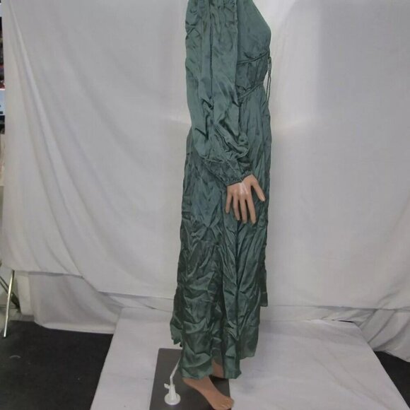 NEW MAJE Womens Satin Look Maxi Dress Size M/IT 38 Emerald Green - Picture 5 of 16